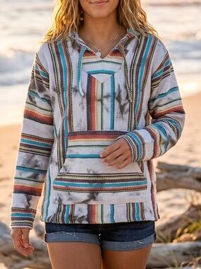 Senior Lopez Original Multicolor Striped Tie Dye Baja Hoodie XL UNISEX